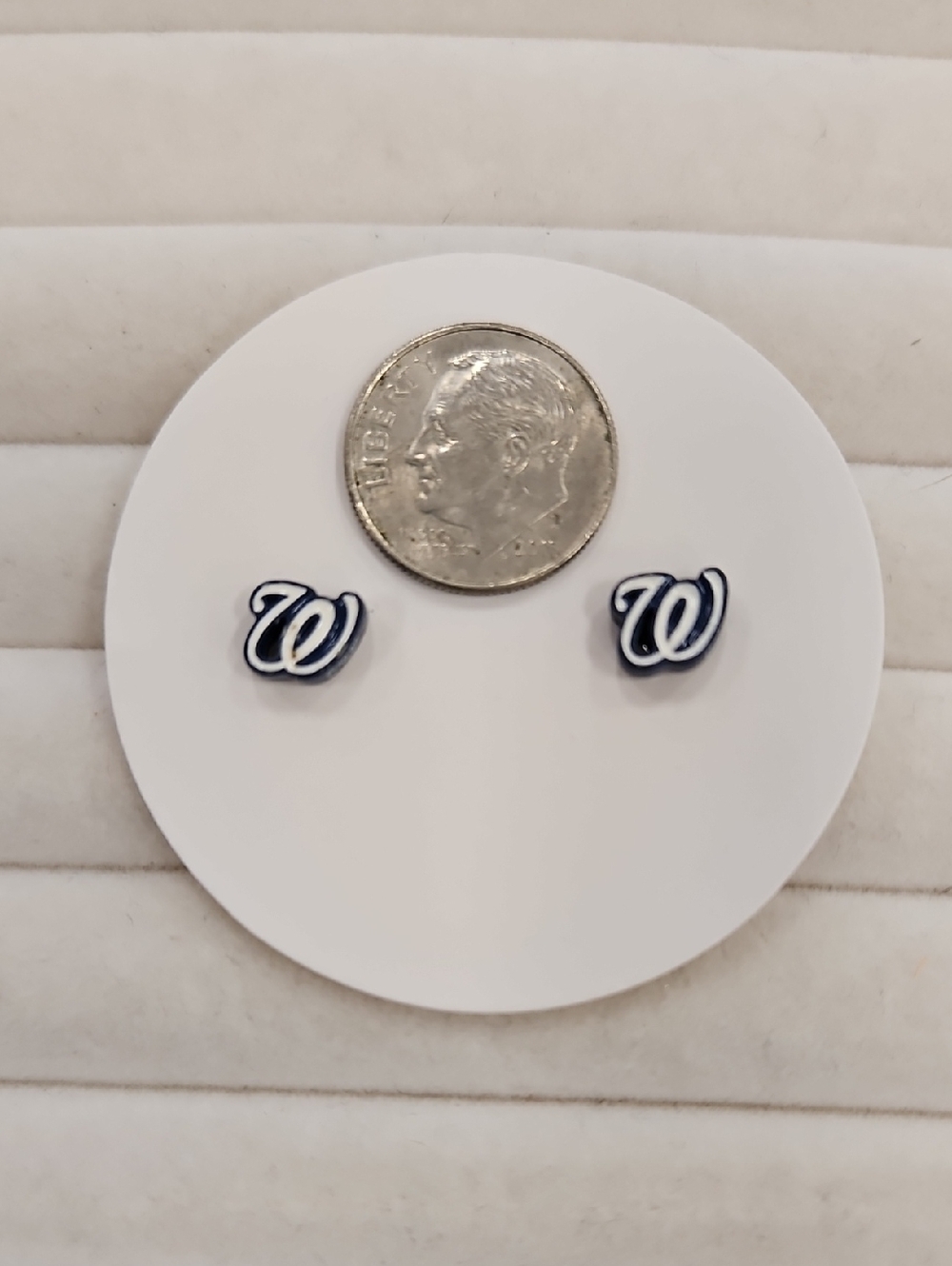 Washington Nationals- logo stud earrings. Navy And White